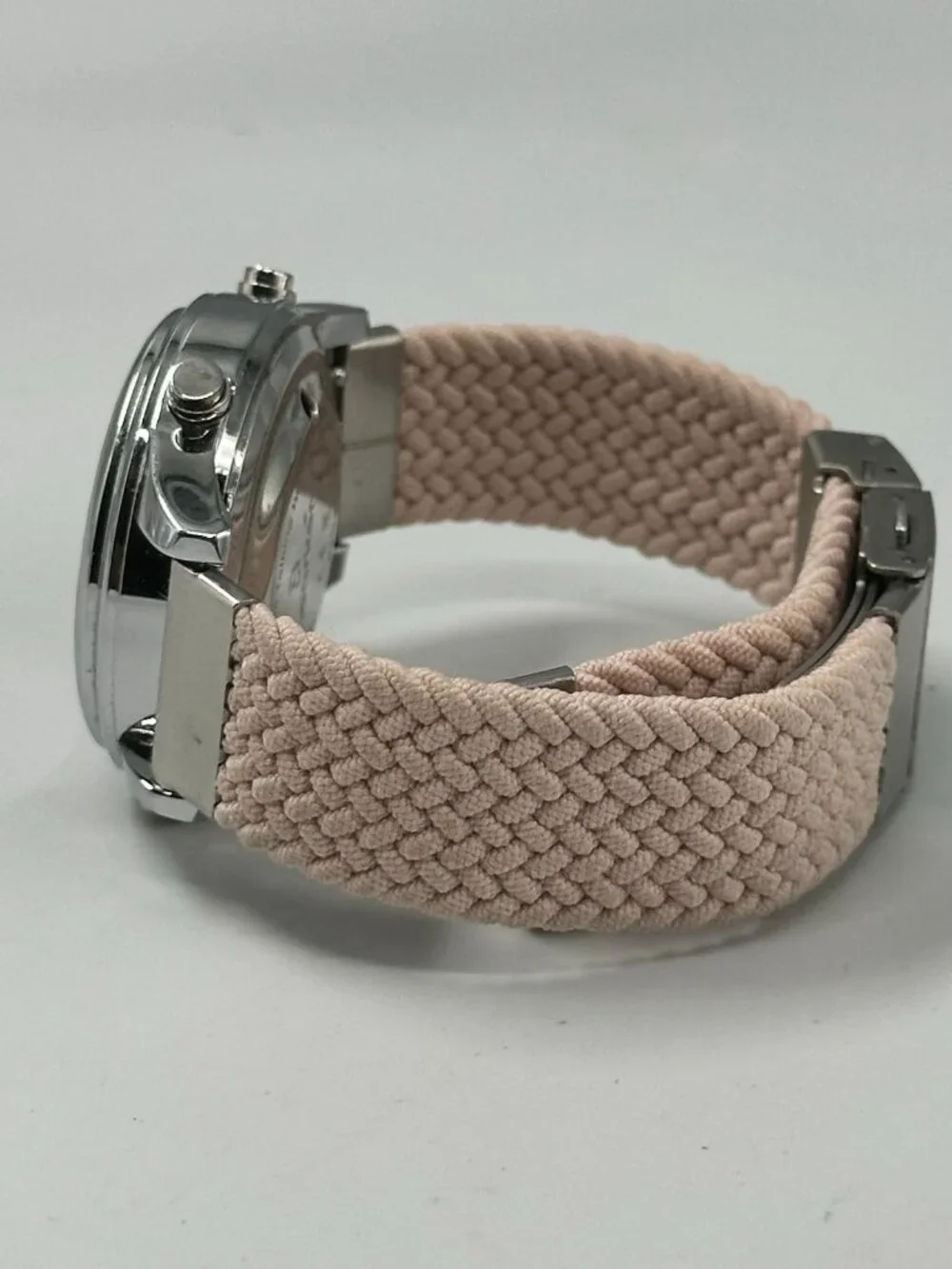 Hearkent Talking Digital Watch Women Silver Tone Pink Band New Battery